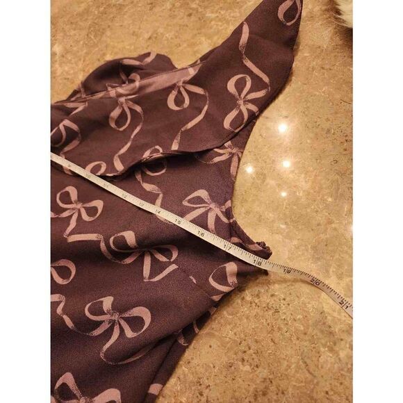 Banana Republic  ruffle one shoulder flare purple bow print dress size 8 - Picture 5 of 10